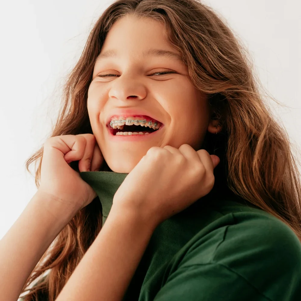 Close-up of straight, healthy teeth with a natural smile