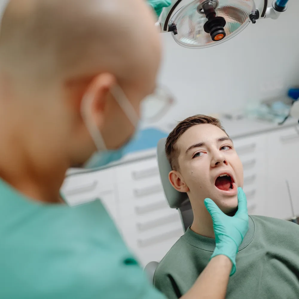 Dental X-ray showing impacted wisdom teeth in the lower jaw