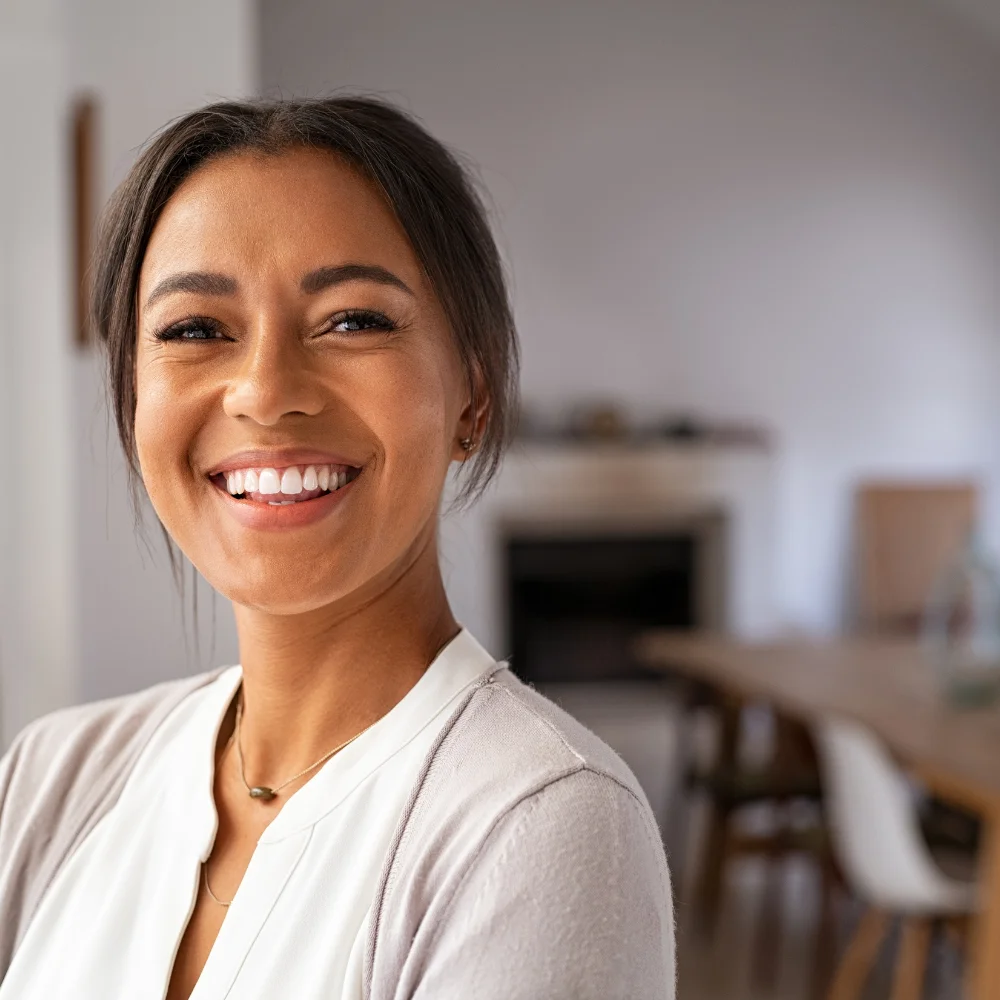 Healthy smile after dental restoration treatment